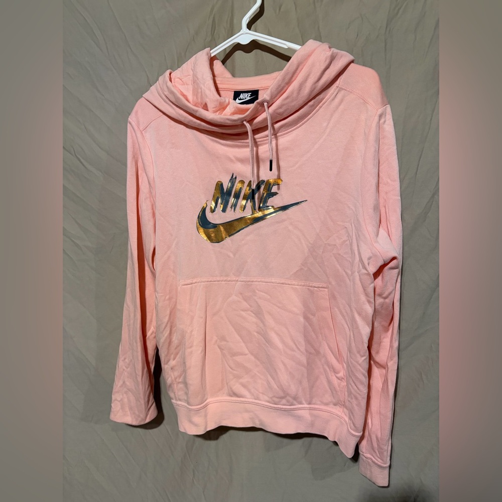 Nike Peach Colored  Pullover Hoodie with Golden Logo
